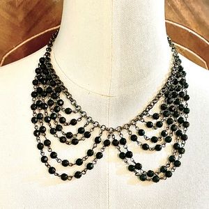 Vintage Black Onyx Bib Necklace